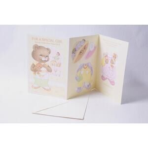 Uncut Tammy Teddy Bear Paper Doll Trifold Birthday Card Gift Idea ~260521-WH 718